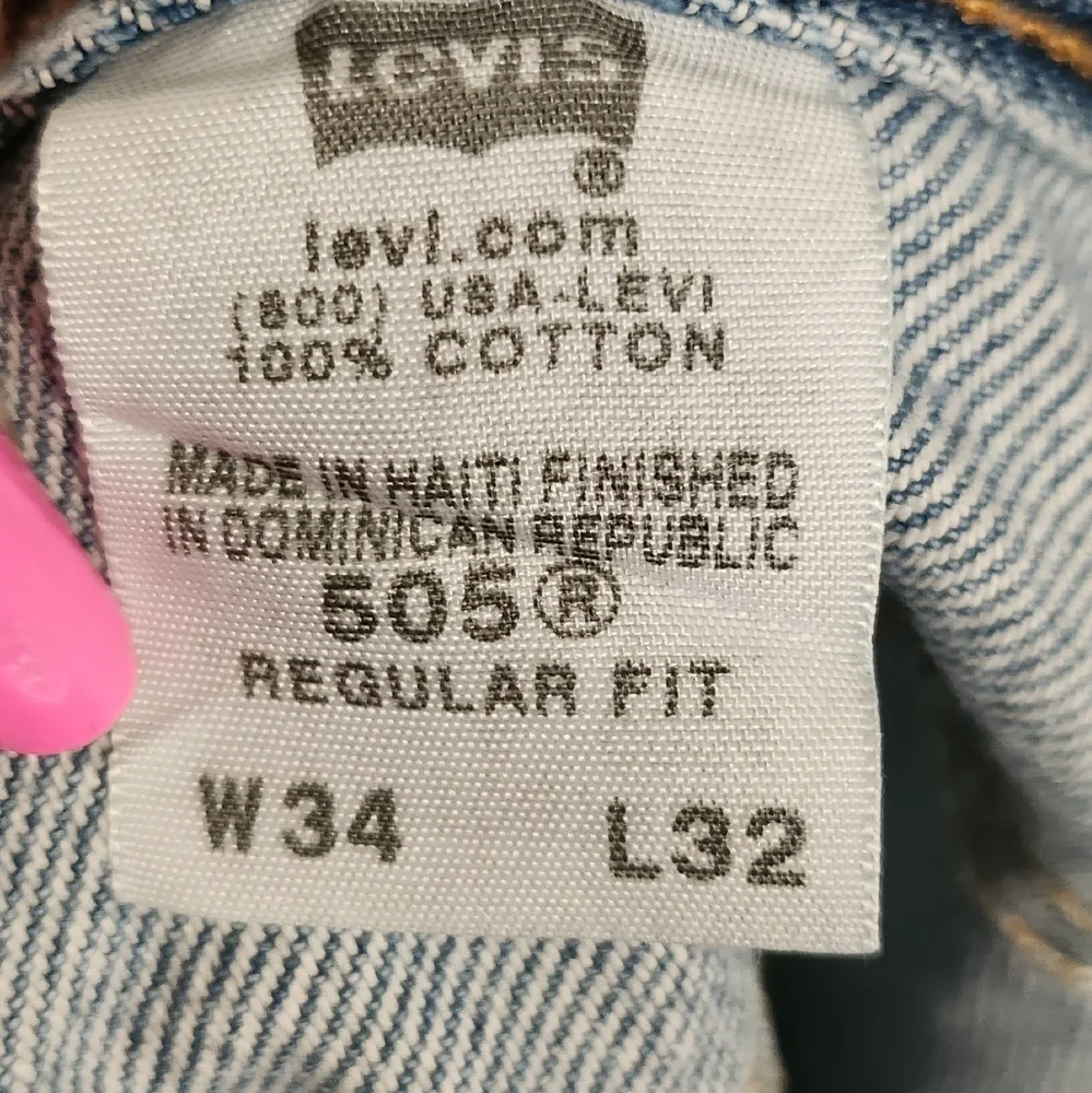 Levi's 505 Men's Regular Fit Jeans Size 34 X 32 Regular Wash